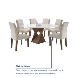 Conjunto Mesa Barcelona 120cmx120cm 6 Cadeiras Espanha Tampo Plus Redondo Vidro Yescasa - 8