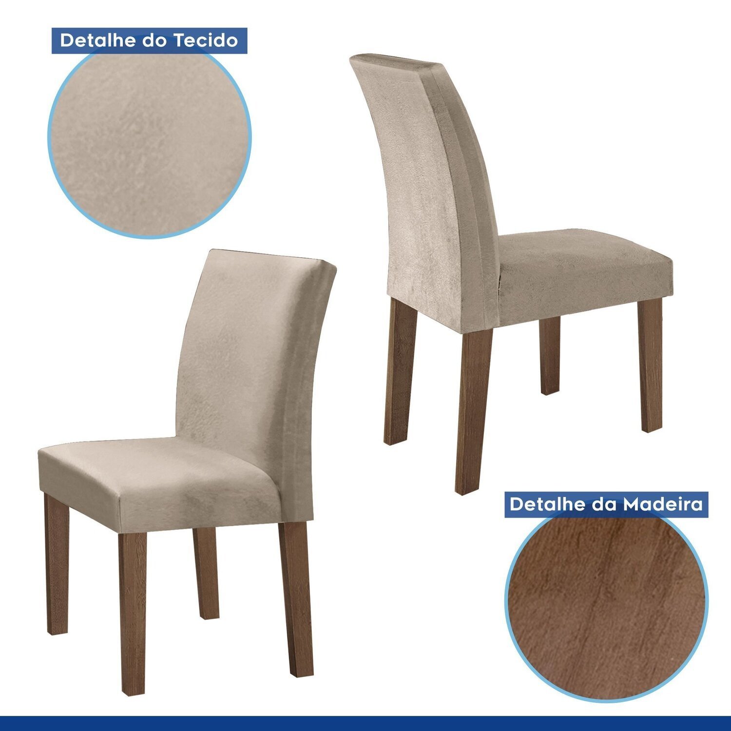 Conjunto Mesa Barcelona 120cmx120cm 6 Cadeiras Espanha Tampo Plus Redondo Vidro Yescasa - 7