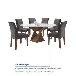 Conjunto Mesa Barcelona 120cmx120cm 6 Cadeiras Espanha Tampo Plus Redondo Vidro Yescasa - 8