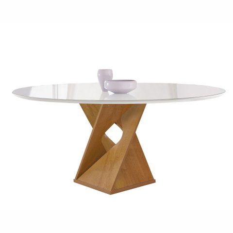 Conjunto Mesa Barcelona 120cm com 6 Cadeiras Espanha Tampo Plus Redondo Vidro Yescasa