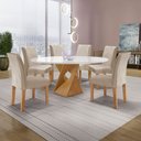 Ver imagem 1 de Conjunto Mesa Barcelona 120cm com 6 Cadeiras Espanha Tampo Plus Redondo Vidro Yescasa