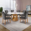Ver imagem 1 de Conjunto Mesa Barcelona 120cmx120cm 6 Cadeiras Espanha Tampo Plus Redondo Vidro Yescasa