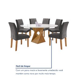 Conjunto Mesa Barcelona 120cmx120cm 6 Cadeiras Espanha Tampo Plus Redondo Vidro Yescasa - 8