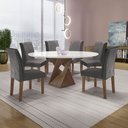 Ver imagem 1 de Conjunto Mesa Barcelona 120cm com 6 Cadeiras Espanha Tampo Plus Redondo Vidro Yescasa