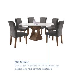 Conjunto Mesa Barcelona 120cmx120cm 6 Cadeiras Espanha Tampo Plus Redondo Vidro Yescasa - 8