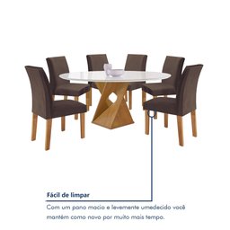 Conjunto Mesa Barcelona 120cmx120cm 6 Cadeiras Espanha Tampo Plus Redondo Vidro Yescasa - 8