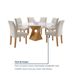 Conjunto Mesa Barcelona 120cmx120cm 6 Cadeiras Espanha Tampo Plus Redondo Vidro Yescasa - 8