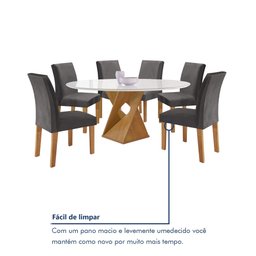 Conjunto Mesa Barcelona 120cmx120cm 6 Cadeiras Espanha Tampo Plus Redondo Vidro Yescasa - 8