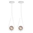 Ver imagem 1 de Kit 2 Pendentes Lustre On Drop Branco Globo de Vidro Fumê