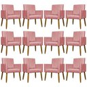 Ver imagem 1 de Kit 12 Poltronas Decorativas Mari Pé Palito Castanho - Rosê Suede