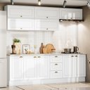 Ver imagem 2 de Cozinha Modulada Americana 8 Peças Balcão 120cm Branco/calcare com Tampo - Móveis Henn
