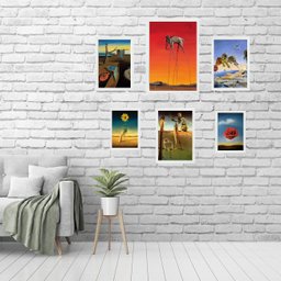 Composição 6 Quadros Obras de Salvador Dalí - com Vidro:madeira Branca - 2