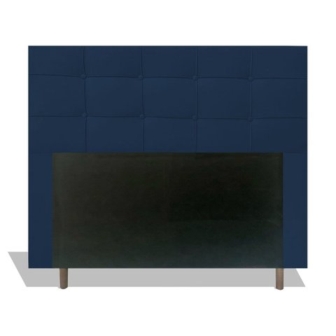 Cabeceira Estofada Lia 195 cm Para Cama Box Quarto King Size MV Estofados Veludo Azul Marinho