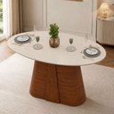 Ver imagem 1 de Mesa de Jantar 6 Lugares Orgânica Elipse Tampo com Vidro 183cm Degas D05 Freijó Off White - Lyam Dec