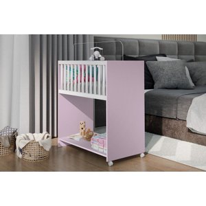 Mini Berço Chiqueirinho 2 em 1 com Rodízios e Colchão Baby:rosa