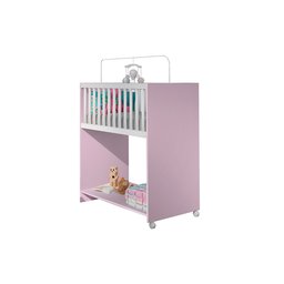 Mini Berço Chiqueirinho 2 em 1 com Rodízios e Colchão Baby:rosa - 2