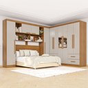 Ver imagem 1 de Guarda-roupa Casal Modulado Andorra 10 Portas 4 Gavetas com Espelho Cinamomo/off White - Pnr Móveis