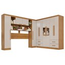 Ver imagem 3 de Guarda-roupa Casal Modulado Andorra 10 Portas 4 Gavetas com Espelho Cinamomo/off White - Pnr Móveis
