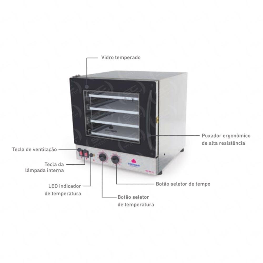 Forno Turbo Elétrico FAST Oven 4 Assadeiras PRP-004 Rosa 220V - Progás - 10