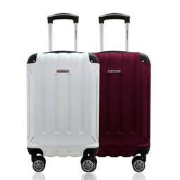 Kit Duas Malas de Bordo Pp Rígidas 360º - Gladiador A5mb Cor:branco e Cereja - 1