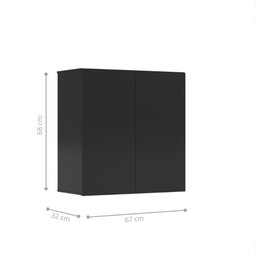 Armário Aéreo Aliex 02 Portas Preto - 2 Armário Aéreo Aliex 02 Portas Preto - 2