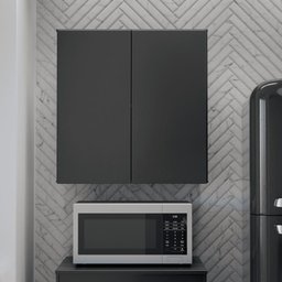 Armário Aéreo Aliex 02 Portas Preto - 1 Armário Aéreo Aliex 02 Portas Preto - 1