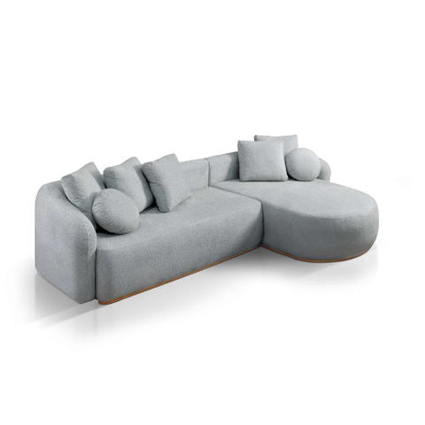 Sofá com Chaise Malta - 2 Mod 300 Bouclé Cinza 512