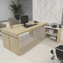Ver imagem 2 de Mesa Diretor em L com Tomada 183x202cm Corp A06 Carvalho/branco - Mpozenato