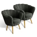 Ver imagem 2 de Kit 2 Poltrona Sala Decorativa Pétala Veludo Cinza Pés Palito Castanho - Arkell