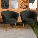 Ver imagem 4 de Kit 2 Poltrona Sala Decorativa Pétala Veludo Cinza Pés Palito Castanho - Arkell