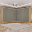 Ver imagem 1 de Guarda-Roupa de Canto Modulado 15 Portas 6 Gavetas Inglaterra Cinza/Jequitibá/Granizo