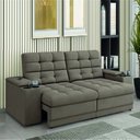 Ver imagem 2 de Sofá Retrátil e Reclinável 2,05m 3 Lugares com Porta Copos Entrada Usb Kansas Veludo Cappuccino