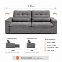 Ver imagem 5 de Sofá Retrátil Premium 2,90m Molas Ensacadas Veludo Cinza Conforto Superior Máximo