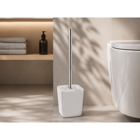 Escova Sanitária Branca com Suporte para Banheiro e Lavabo