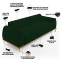 Ver imagem 4 de Sofá 04 Lugares Para Sala de Estar Kiev 260 cm D02 Veludo Verde Musgo C-303 - Lyam Decor