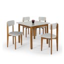 Ver imagem 2 de Mesa Cadeiras 90cm Mdf Pinus Estofado Ideal para Apartamento:off White