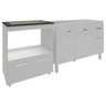 Balcão Armário Cozinha Gabinete de Pia 120 Cm Bruna e Balcão para Fogão Cooktop 4 Bocas e Forno Evel - 4