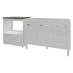 Balcão Armário Cozinha Gabinete de Pia 120 Cm Bruna e Balcão para Fogão Cooktop 4 Bocas e Forno Evel - 1