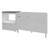 Balcão Armário Cozinha Gabinete de Pia 120 Cm Bruna e Balcão para Fogão Cooktop 4 Bocas e Forno Evel - 1
