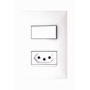 Ver imagem 1 de Conjunto Branco 4x2 Interruptor 1tp+tomada 2p T Brasil 10a F.linha Plus - Pial