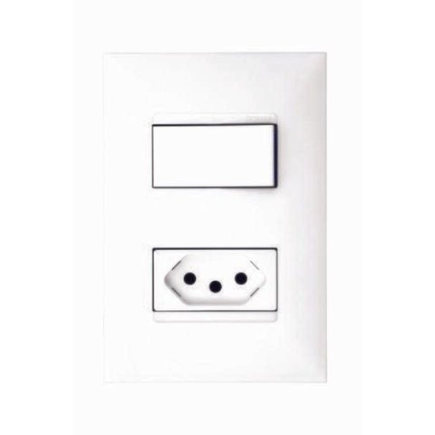Conjunto Branco 4x2 Interruptor 1tp+tomada 2p T Brasil 10a F.linha Plus - Pial