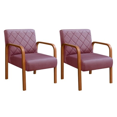 Kit 2 Poltronas Lara Cor:Veludo Roxo 380