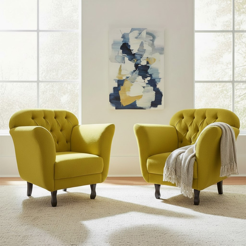 Kit 2 Poltronas Decorativa Dália Veludo Amarelo