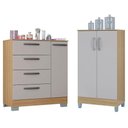 Ver imagem 1 de Cômoda 868 4 Gavetas e 1 Porta com Armário Multiuso 2 Portas Pequeno Damasco Off White - Poquema