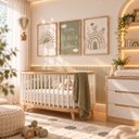 Ver imagem 4 de Kit 3 Quadros Infantil Arco Íris Quarto Bebê Menino Menina 40x60 Moldura Madeira NO8
