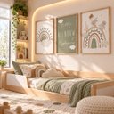 Ver imagem 5 de Kit 3 Quadros Infantil Arco Íris Quarto Bebê Menino Menina 40x60 Moldura Madeira NO8