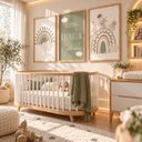 Ver imagem 3 de Kit 3 Quadros Infantil Arco Íris Quarto Bebê Menino Menina 40x60 Moldura Madeira NO8