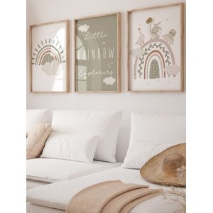 Kit 3 Quadros Decorativos Infantil Arco Iris No8