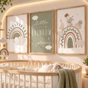 Ver imagem 2 de Kit 3 Quadros Infantil Arco Íris Quarto Bebê Menino Menina 40x60 Moldura Madeira NO8