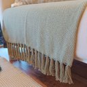 Ver imagem 3 de Manta Decorativa Tear Artesanal Prisma Verde 1,20 X 1,80